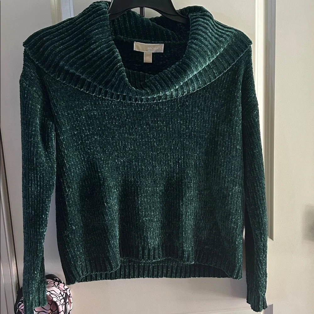 Michael Kors Green Velvet Cowl Neck Sweater XS NWT